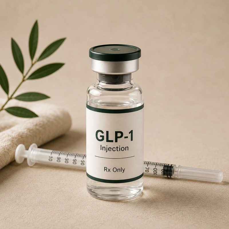 GLP-1 injection vial — weekly semaglutide or tirzepatide